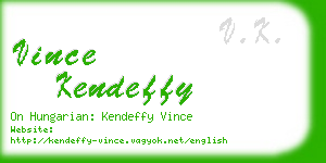 vince kendeffy business card